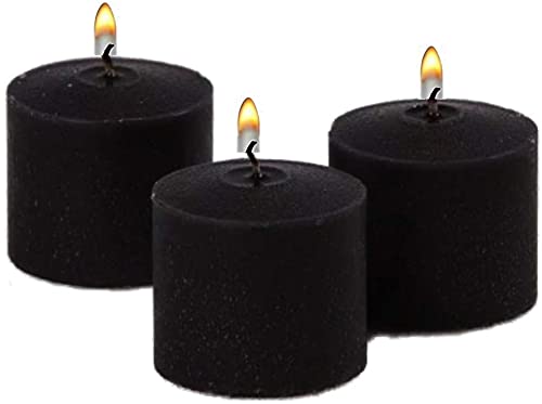 Black Unscented Votive Candles - 10 Hour Burn Time, Set of 72 - Halloween, Weddings, Home Decor