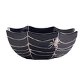 Halloween Spider Web Ceramic Candy Bowl 9.5 Inch Black Treat Dish - Microwave & Dishwasher Safe