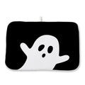 Halloween Dish Drying Mat 18x24 Inches - Ghost Fall Kitchen Decor - Black & White Variation 02