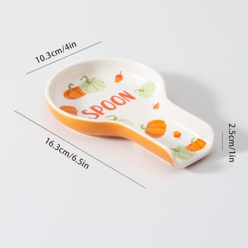 Ceramic Pumpkin Spoon Rest - Fall Utensil Organizer, Orange, 1PC - Pumpkin Variation