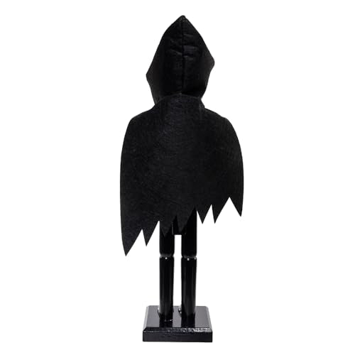 15-Inch Wooden Halloween Skull Nutcracker - Spooky Holiday Decor