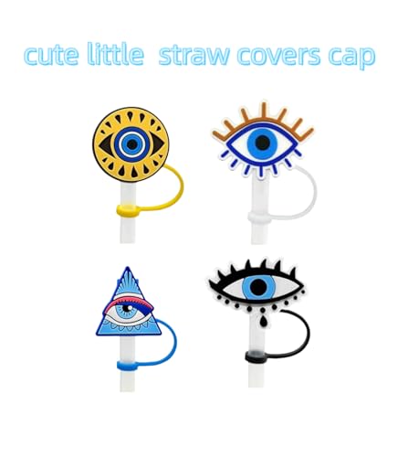 Evil Eyes 8mm Silicone Straw Cover Tips for Stanley Cup - Reusable Splash Proof Protector