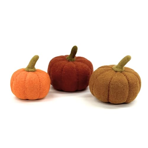 Halloween Felt Decor Set of 3 - Chunky Pumpkins, Handmade Felt Decorations