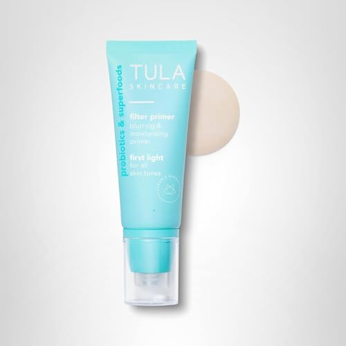 TULA Skin Care Face Filter Blurring and Moisturizing Primer - First Light, Evens the Appearance of Skin Tone & Redness, Hydrates & Improves Makeup Wear, 1fl oz