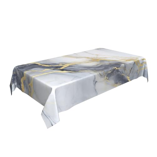 Marble Texture Rectangular Tablecloth 60x90 Inch - Washable & Waterproof, Gray & White Design - Variation: Marble Texture #01