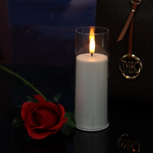Flameless Candles with Remote & Timer - Set of 2, 2x6 Inches, Clear Acrylic