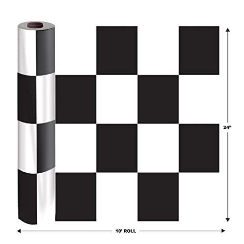 Checkered Aisle Runners 24x10 Feet - 2 Pack for 50s & Racing Theme Parties