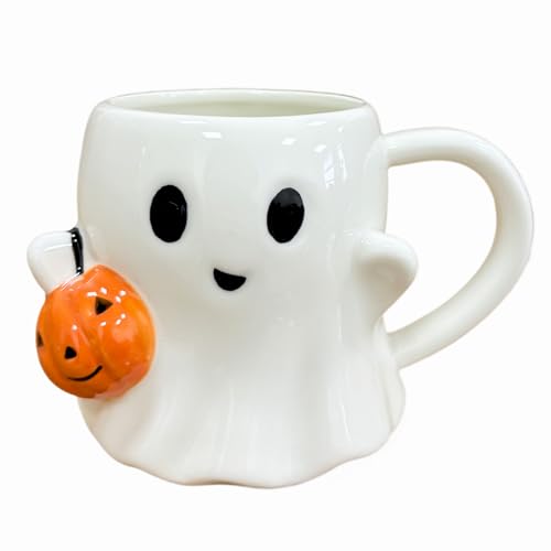 Halloween Mug Pumpkin Ghost 3D Ceramic Coffee Cup - White Elephant Gift