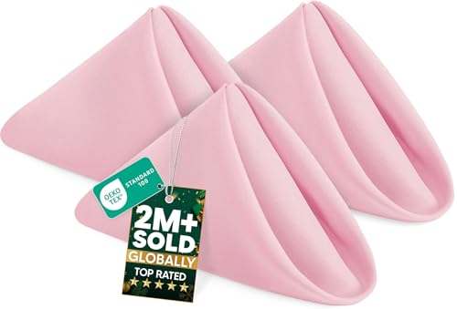 Pink Cloth Napkins Set of 12 - 20x20 Inches, 100% Polyester, Elegant Dinner Table Linens
