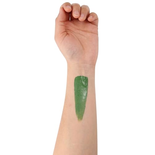 Green Liquid Face Paint Foundation for Halloween Costume Makeup - Buildable & Full Coverage