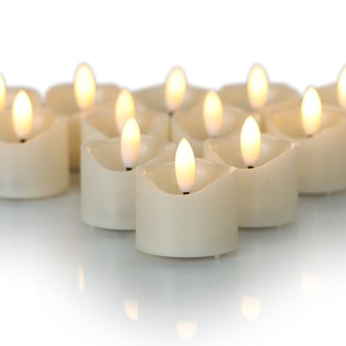 Ivory Flameless LED Tea Lights Votives 24 Pack - Realistic Flickering Candles