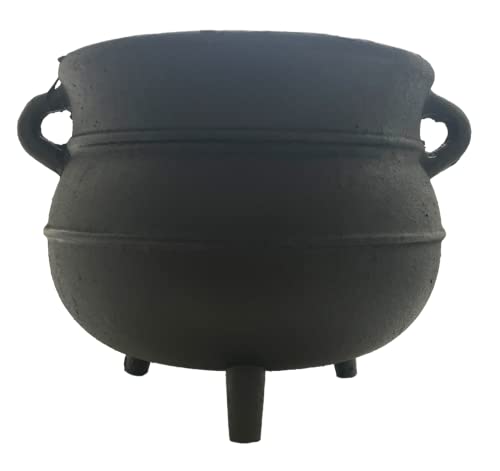 7-Inch Cast Iron Cauldron with Black Finish - Durable Witches Brew Pot
