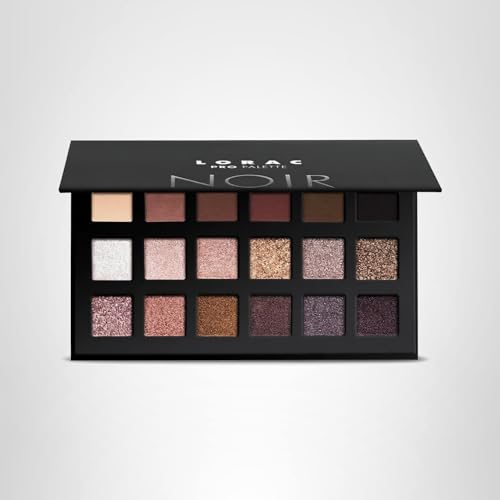 LORAC PRO Matte & Shimmer Eyeshadow Palette, Noir | Glitter | Mirror Compact | Cruelty Free, Gluten Free, Vegan