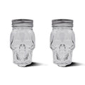 Small Clear Skull Mason Jar Glasses Set of 2 - Halloween Drinkware & Storage
