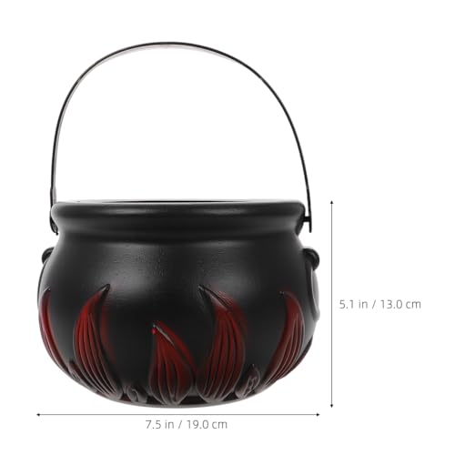 Halloween Plastic Cauldron Bucket - 8-Inch Witch Pot Candy Bowl for Trick or Treat