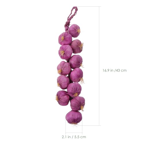 Artificial Garlic Skewers - 43x9.5x5.5cm Faux Garlic String for Farmhouse Decor & Photography Props - Pack of 2