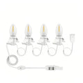8.4ft Christmas Village Lights with 4 Warm White LED Bulbs - Adjustable & Energy-Efficient