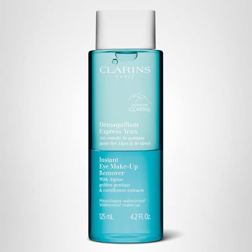 Clarins Instant Eye Make-Up Remover | Bi-Phase Remover For Heavy and Waterproof Eye Make-Up | Cleanses, Softens, Hydrates | Conditions Lashes | Ophthalmologist Tested | All Skin Types | 4.2 Ounces