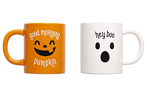 Halloween Coffee Mug Set of 2 - 13 Ounces Pumpkin & Ghost Mugs - Festive Fall Drinkware
