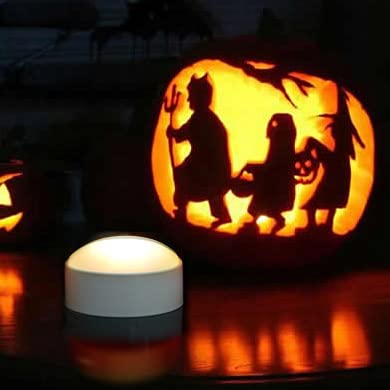 Halloween Battery LED Jack-O-Lantern Pumpkin Light with Remote Control - White, 1 Pack