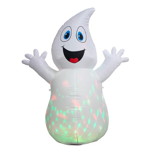 5.5 FT Halloween Inflatable Ghost with Light - White Outdoor Yard Decoration