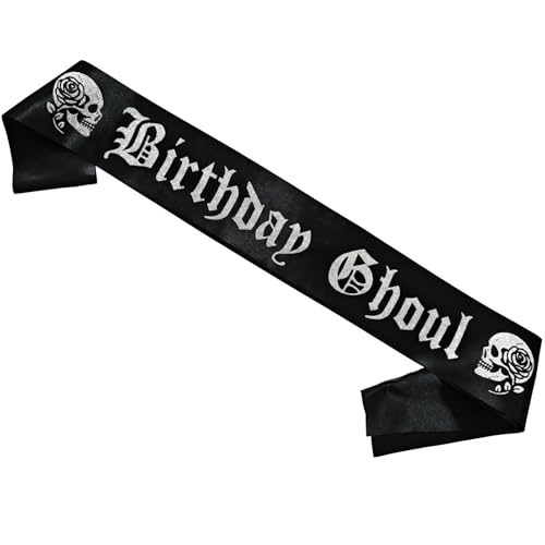 Gothic Birthday Sash for Emo & Halloween Parties - Black & Silver Glitter