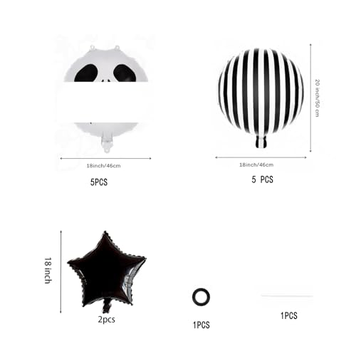 Halloween Skeleton & Black & White Striped Foil Balloons Set - 12 pcs Party Decor