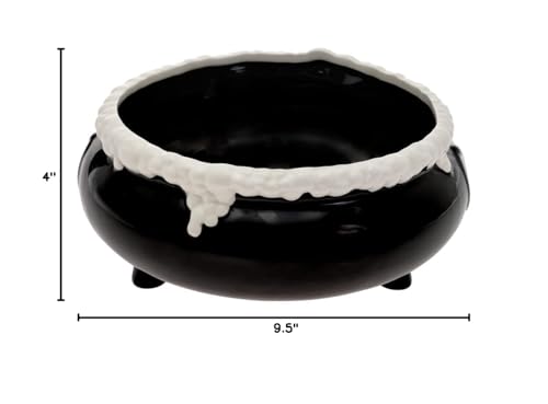 Halloween Cauldron Serving Bowl - 10 Cup Ceramic Witchy Decor