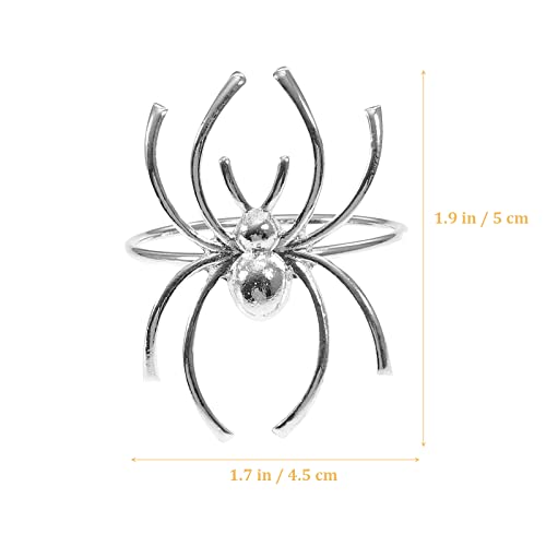 Halloween Spider Napkin Rings Set - Silver Alloy 6pcs Table Decor