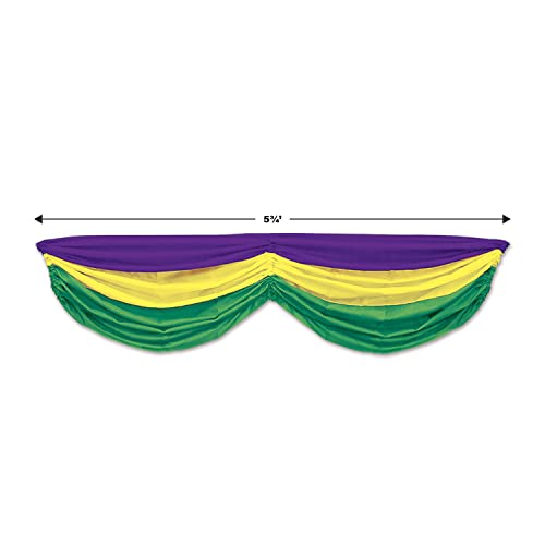 Mardi Gras Fabric Bunting 2-Pack - Purple, Yellow, Green Outdoor Indoor Decorations