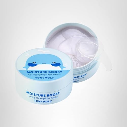 TONYMOLY Moisture Boost Cooling Hydrogel Eye Patches – Hydrating & Refreshing Under Eye Patches with Hyaluronic Acid, Spirulina & Plankton, 30 Pairs
