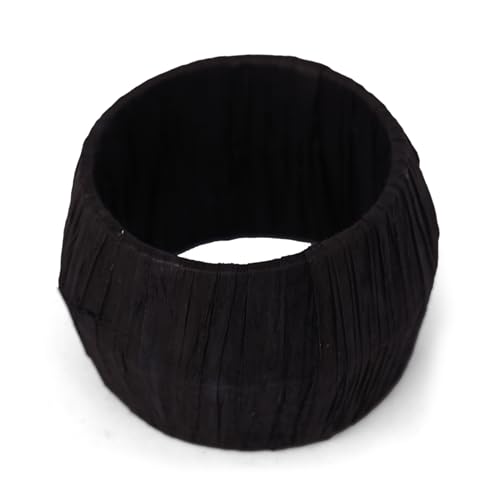 Handmade Raffia Napkin Rings Set of 6 Black - Rustic Table Decor, Gift