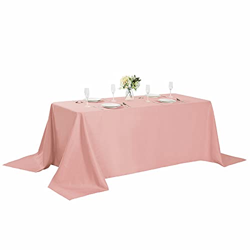 Rectangle Tablecloth 90x156 Inch Dusty Pink Washable Polyester for Wedding & Dining