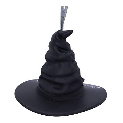 Halloween & Christmas Witch Hat Ornament - Gothic Decor, Hand-Painted Resin, 9cm