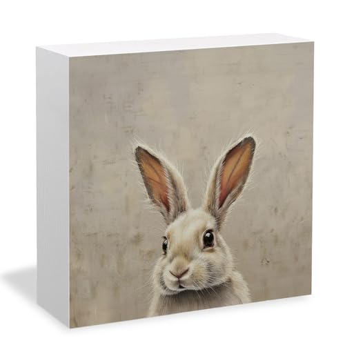 Rustic Easter Bunny Wooden Desk Sign - Holiday Farmhouse Home Decor - Variation 002