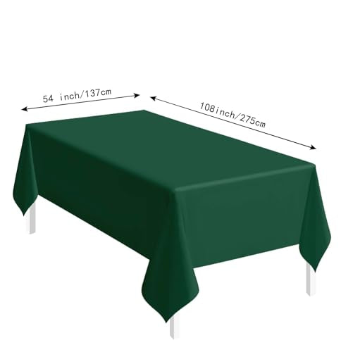 Green Disposable Rectangle Tablecloth 54 x 108 Inches - 2 Pack for Parties