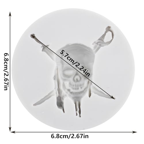 Pirate Skull & Sword Silicone Fondant Mold - Halloween Cake Decorating, Style D