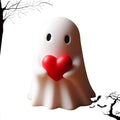 Halloween Cute Ghost Figurine with Red Heart - Ceramic Halloween Decor, Shelf or Mantel Decoration - Variation of THIS listing