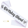 Gothic Birthday Sash with Glitter Black Letters - Halloween & Emo Party Accessory