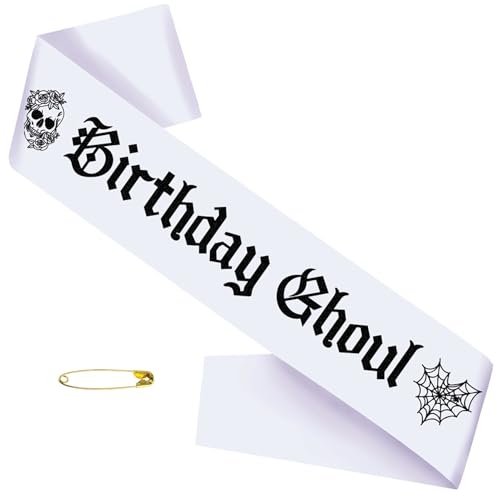 Gothic Birthday Sash with Glitter Black Letters - Halloween & Emo Party Accessory