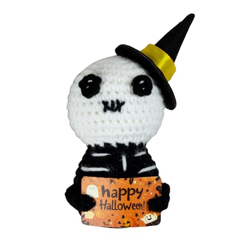 Halloween Ghost Decorations Knit Wool Ghost Toys with Witch Hat - Funny Home & Party Decor