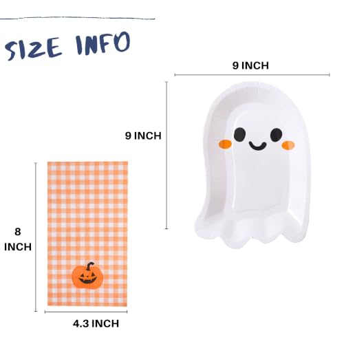 Halloween Party Supplies Set - 48 Disposable Plates & Napkins for 24 Guests