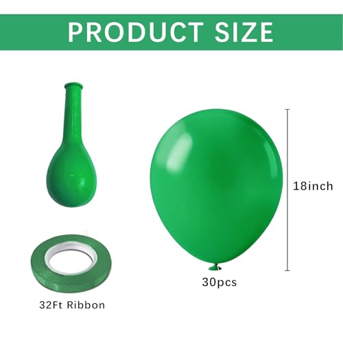 Green Latex Balloons 18 Inch - 30Pcs Large Round Party Balloons for Birthday & Decorations - Variation of THIS listing