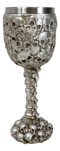 Silver Ossuary Skull Goblet - 8oz Graveyard of Lost Souls Wine Chalice
