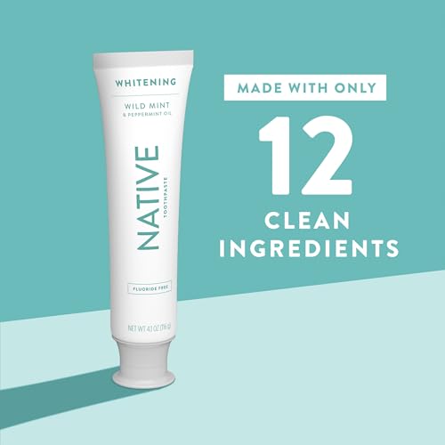 Native Fluoride-Free Whitening Toothpaste 4.1oz Pack of 3 Wild Mint & Peppermint Oil