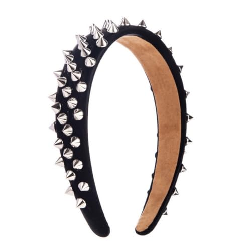 Black Punk Studded Headband - Rock, Halloween, Cosplay, Party Accessory - Pack of 1