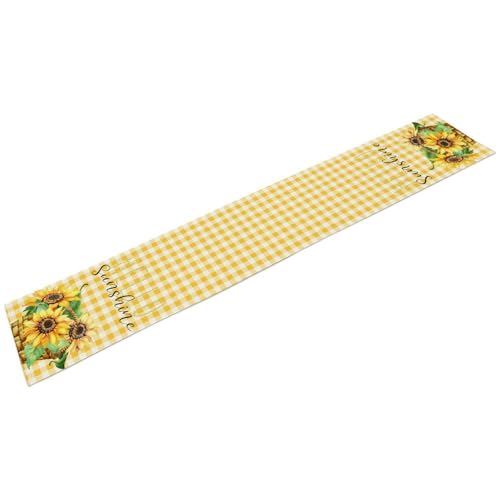 Sunflower Table Runner 13x36 Inches - Rustic Farmhouse Decor, Boho Floral Summer Centerpiece