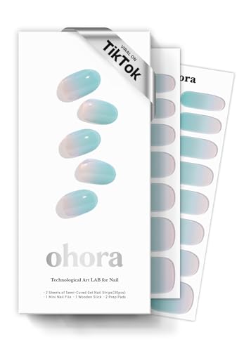ohora Semi Cured Gel Nail Strips - Blue Ombre, N Soap Bubble Variation