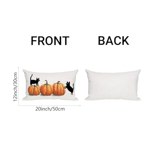 Halloween Pillow Cover 12x20 with Pumpkins & Black Cats - Dogs Variation