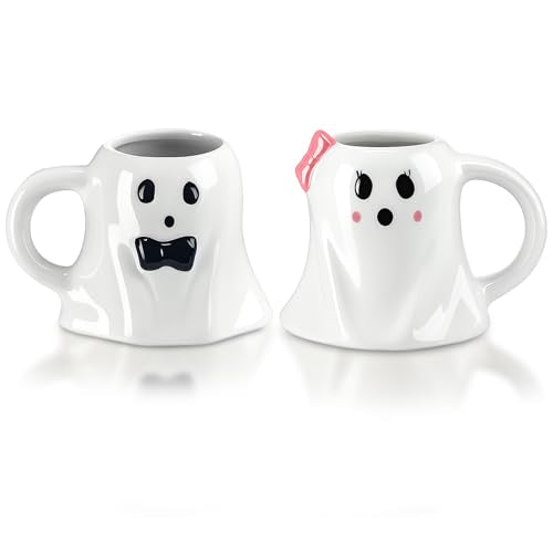 Halloween Ghost Coffee Mugs Set - Mr & Mrs 12 Oz Ceramic Drinkware